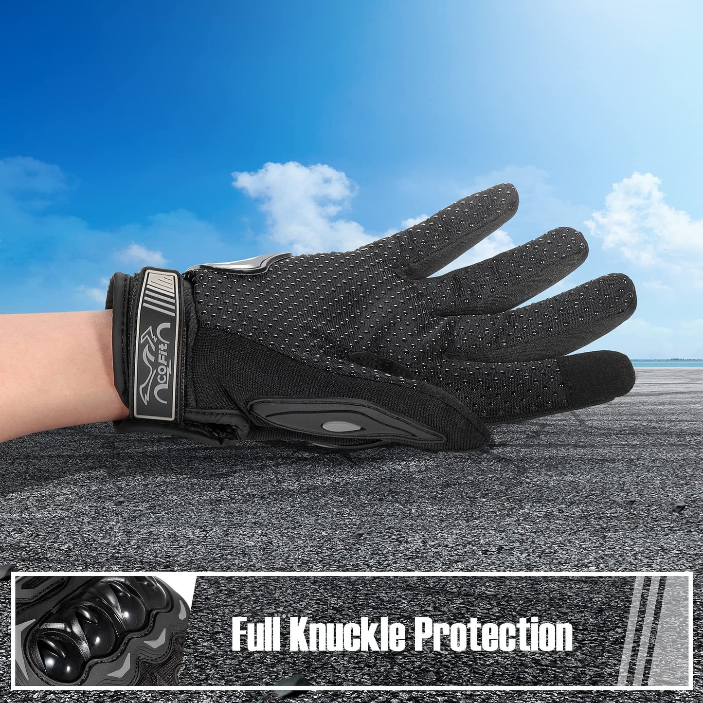 👉 Motorradhandschuhe mit Touchscreen-Funktion – Ideal für Motorrad, Mountainbike, Motocross, Klettern, Wandern & Outdoor-Sportarten, Schwarz (Größe L)